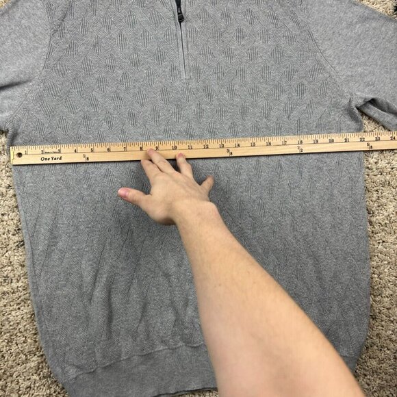 Joseph Abboud 1/4 Zip Sweater Mens Large Gray Cotton Cashmere Textured Diamond - Picture 3 of 7